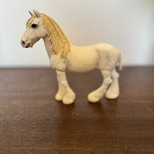 Schleich Shire 2012 Horse Figure 5” White Braided Mane Tail Retired Hard Plastic